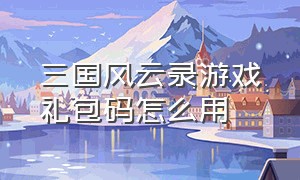 三国风云录游戏礼包码怎么用