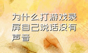 为什么打游戏录屏自己说话没有声音