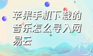 苹果手机下载的音乐怎么导入网易云