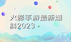 火影手游最新爆料2023