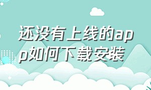 还没有上线的app如何下载安装