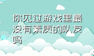 你见过游戏里最没有素质的队友吗（游戏中遇到菜鸡队友有多绝望）