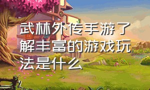 武林外传手游了解丰富的游戏玩法是什么