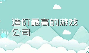 造价最高的游戏公司