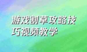 游戏割草攻略技巧视频教学（割草大招版怎么玩教程视频）