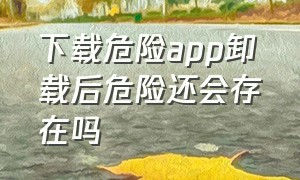 下载危险app卸载后危险还会存在吗