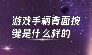 游戏手柄背面按键是什么样的（游戏手柄三个横线是哪个键）