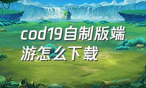 cod19自制版端游怎么下载（cod19自制版最新版从哪里下载）