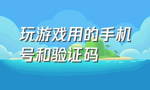 玩游戏用的手机号和验证码