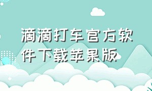 滴滴打车官方软件下载苹果版