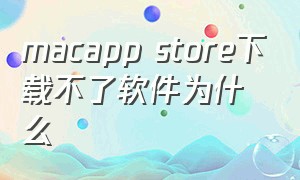 macapp store下载不了软件为什么