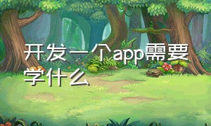 开发一个app需要学什么