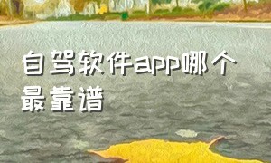 自驾软件app哪个最靠谱