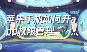 苹果手机如何开app权限管理