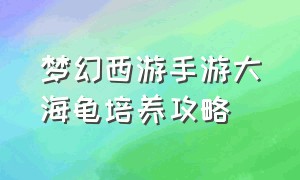 梦幻西游手游大海龟培养攻略（手游梦幻西游官方网站）