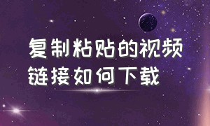 复制粘贴的视频链接如何下载