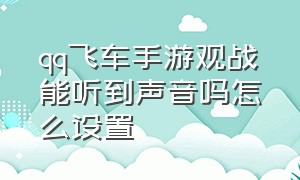 qq飞车手游观战能听到声音吗怎么设置