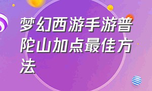 梦幻西游手游普陀山加点最佳方法