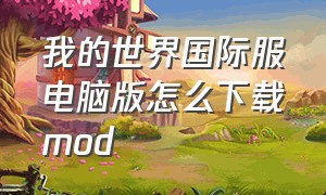 我的世界国际服电脑版怎么下载mod（我的世界国际版pc怎么下载mod）