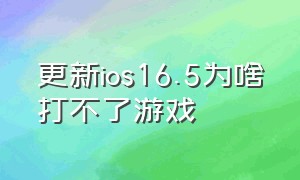 更新ios16.5为啥打不了游戏（打游戏建议更新ios17.5.1吗）