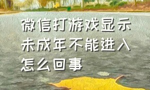 微信打游戏显示未成年不能进入怎么回事