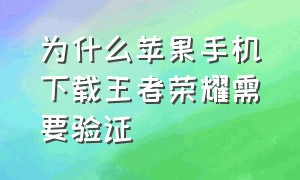 为什么苹果手机下载王者荣耀需要验证（苹果手机下载王者荣耀为什么要钱）