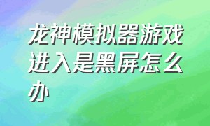 龙神模拟器游戏进入是黑屏怎么办