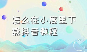 怎么在小度里下载抖音教程