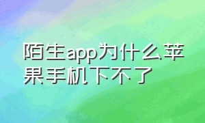 陌生app为什么苹果手机下不了