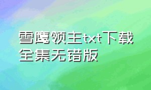 雪鹰领主txt下载全集无错版