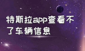 特斯拉app查看不了车辆信息（特斯拉app安卓下载）