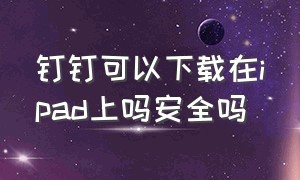 钉钉可以下载在ipad上吗安全吗（钉钉官方app下载平板可以用吗）