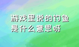 游戏里说的钓鱼是什么意思呀（钓鱼游戏中钓者生涯啥意思）