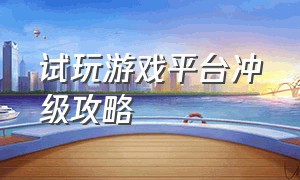 试玩游戏平台冲级攻略