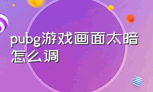 pubg游戏画面太暗怎么调