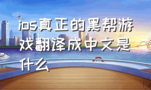 ios真正的黑帮游戏翻译成中文是什么