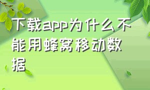 下载app为什么不能用蜂窝移动数据