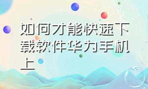 如何才能快速下载软件华为手机上（怎么可以让华为手机下载软件很快）