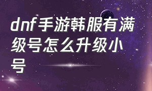 dnf手游韩服有满级号怎么升级小号