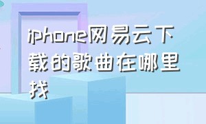 iphone网易云下载的歌曲在哪里找