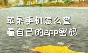 苹果手机怎么查看自己的app密码