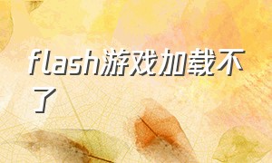 flash游戏加载不了