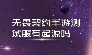 无畏契约手游测试服有起源吗