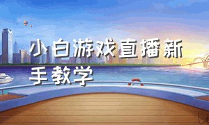 小白游戏直播新手教学