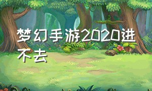 梦幻手游2020进不去