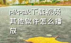 pikpak下载视频其他软件怎么播放