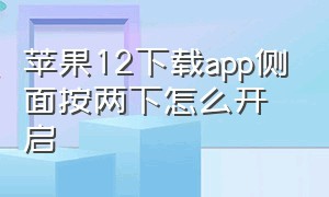 苹果12下载app侧面按两下怎么开启