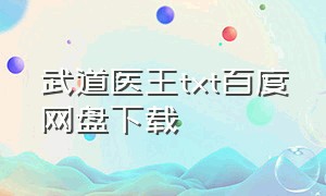 武道医王txt百度网盘下载