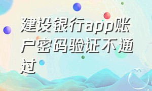 建设银行app账户密码验证不通过