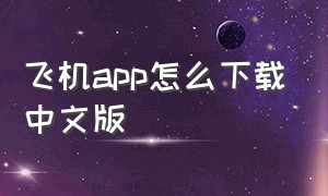 飞机app怎么下载中文版